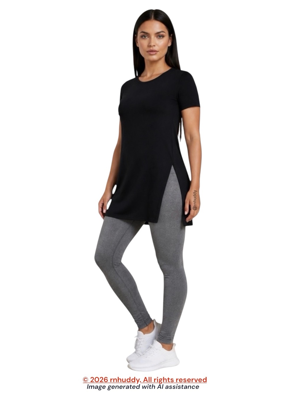 NWT Torrid 1X black supersoft crew neck split front tunic